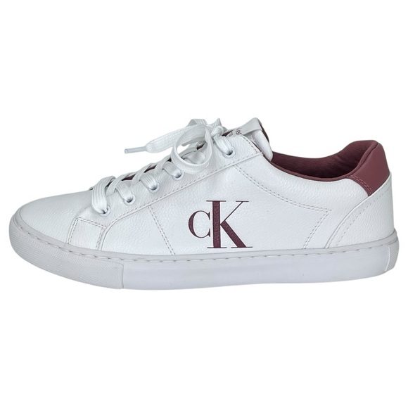 Calvin Klein Jeans Celbi White Faux Leather Womens Sneakers Size 9.5M - Picture 2 of 12